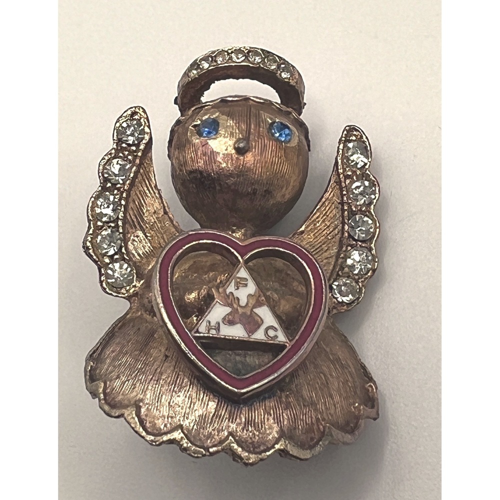 Loyal Order of Moose Lodge  FHC‎ Angel Rhinestone brooch pin